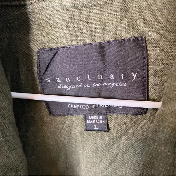 Sanctuary Linen Blend Olive Green Vest Jacket - Picture 8 of 9